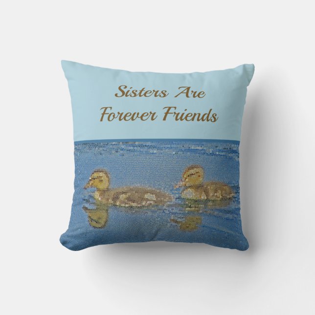 Schwestern Forever Friends Ducklings Mosaik Geschw Kissen (Vorderseite)