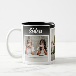 Schwestern Foto Collage. Die beste Art der Therapi Zweifarbige Tasse