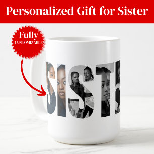 Schwestern-Foto-Collage-Kaffeetasse Geschenk Kaffeetasse