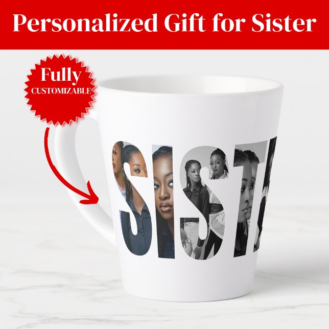 Schwestern-Foto-Collage-Latte-Mug-Geschenk Milchtasse (Sisters Photo Collage Latte Mug Gift)