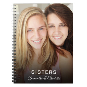 Schwestern Foto personalisiert Name Notebook Notizblock