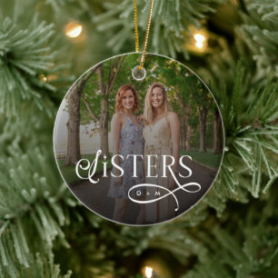 Schwestern-Foto personalisiertes Monogramm Keramik Ornament