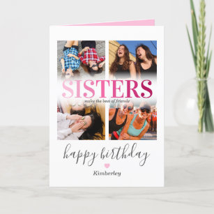 Schwestern Foto Pink Geburtstag Karte