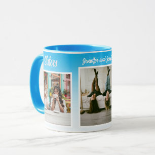 Schwestern-Fotocollage mit Namen, beste Therapie Tasse