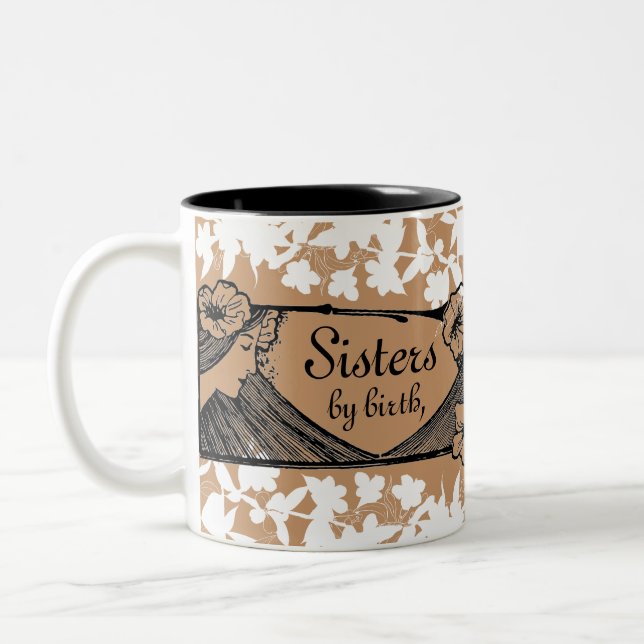 Schwestern, Freunde Zweifarbige Tasse (Links)