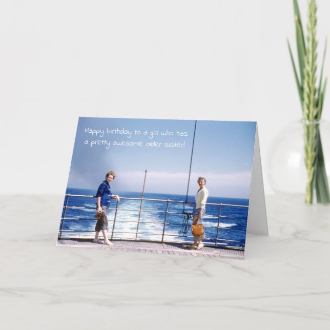 Schwestern Humour Retro Schwester Birthday Nautica Karte (Vorderseite)