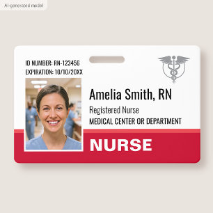 Schwestern-ID-Ausweis-Foto-Logo Modern Rot RN Vorl Ausweis