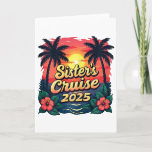 Schwestern Kreuzfahrt Urlaub Vintage Sonnenunterga Karte