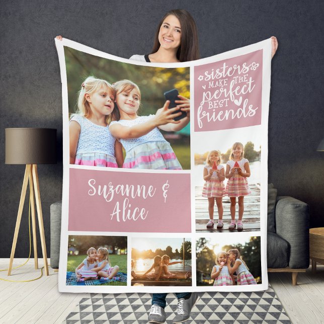 Schwestern machen perfekte Freunde Foto Collage Fleecedecke (Von Creator hochgeladen)