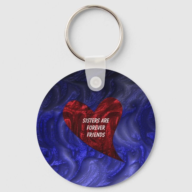 Schwestern sind für immer Freunde gemalt Herz Gesc Schlüsselanhänger (Vorderseite)