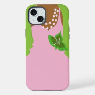 Schwesternschaftsleben rosa und grüne Illustration iPhone 15 Plus Hülle