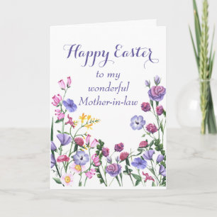 Schwiegerglückliches Ostern Farbige Gartenblumen Feiertagskarte