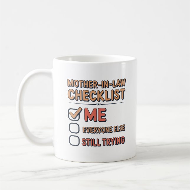 Schwiegermutter-Checkliste Lieblings-Schwiegersohn Kaffeetasse (Links)