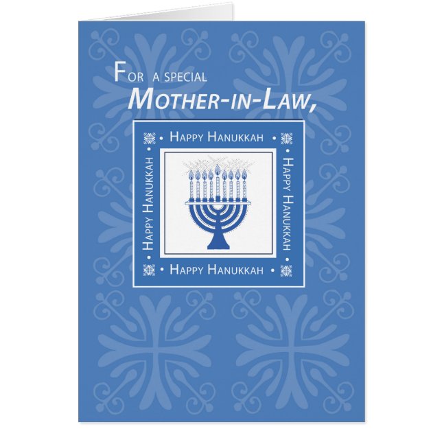 Schwiegermutter Hanukkah Wishings Blue Menorah (Vorne)
