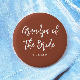 Schwiegeropa der Braut Terrakotta-Hochzeitsknopf Button