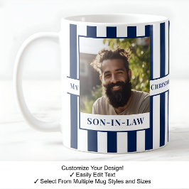 Schwiegersohn, Name, Meldung, Foto, Stripe-Tasse C Kaffeetasse