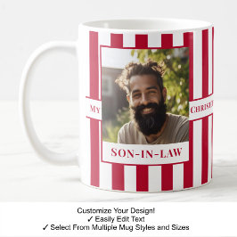 Schwiegersohn, Name, Meldung, Foto, Stripe-Tasse C Kaffeetasse