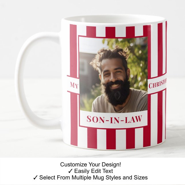 Schwiegersohn, Name, Meldung, Foto, Stripe-Tasse C Kaffeetasse (Von Creator hochgeladen)