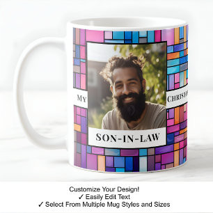 Schwiegersohn, Name, Nachricht, Foto, Mosaik-Tasse Kaffeetasse
