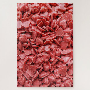 Schwierige rote Candy Hearts Cluster Puzzle