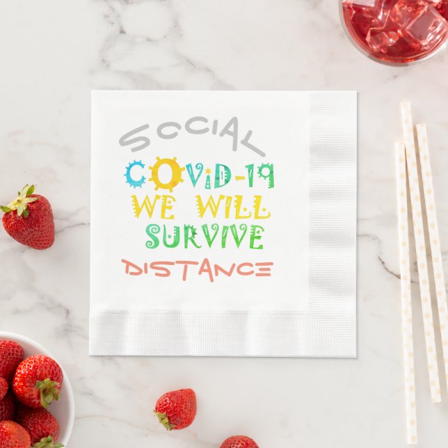 Schwierige Situation Wir werden COVID19 überleben Serviette (Beispiel)