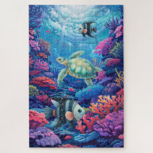 Schwieriger Meerschildkrötenriff Korallenriff