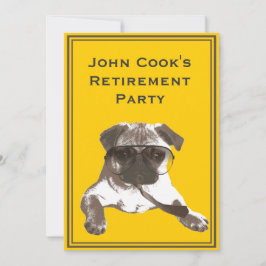 Schwieriger Mops mit Party Einladung für Krawatte