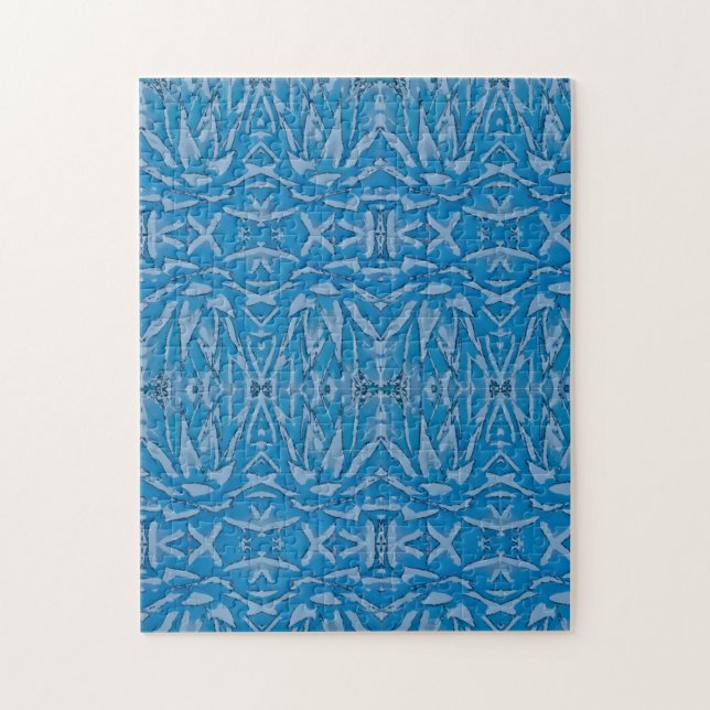 Schwieriges blaues Agave Kaleidoscope Puzzle (Vertikal)