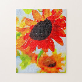 Schwieriges Himmel- und Sonnenblumenpuzzle Puzzle