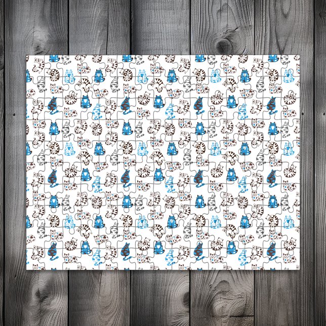 Schwieriges Kitty Cat Pattern | Classic Blue Puzzle (Von Creator hochgeladen)