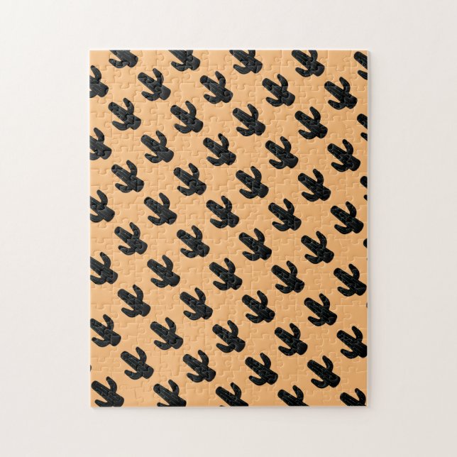 Schwieriges Schwarz und Orange Saguaro Cactus Puzz Puzzle (Vertikal)