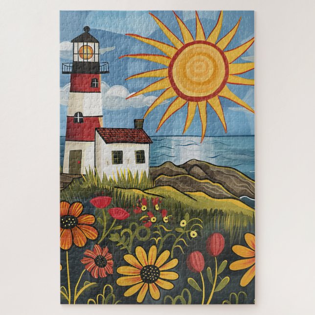 Schwieriges Whimsical Floral Light House Puzzle (Vertikal)