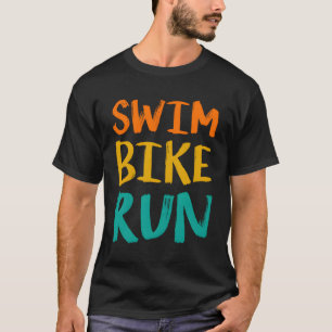 Schwimm-Bike-Run Grafisch läuft Schwimmen-Radfahre T-Shirt