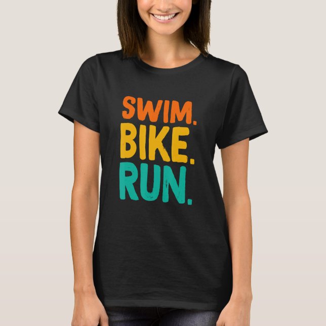 Schwimm-Bike-Run Grafisch läuft Schwimmen-Radfahre T-Shirt (Vorderseite)