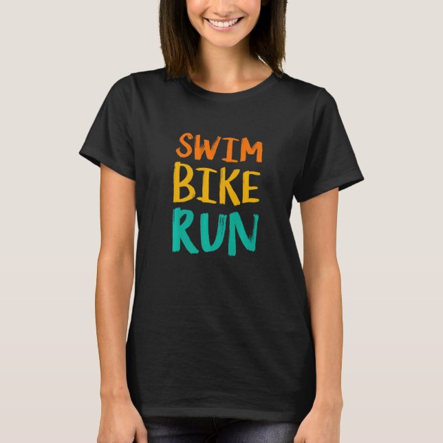 Schwimm-Bike-Run Grafisch läuft Schwimmen-Radfahre T-Shirt (Vorderseite)