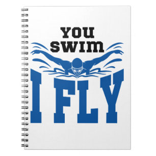 Schwimm, dass ich fliege Schmetterling Stroke Notizblock