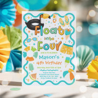 Schwimm in den vierten Sommer-Poolparty 4. Geburts