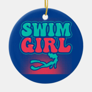 Schwimm Mädchen Keramik Ornament