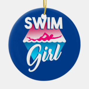 Schwimm Mädchen Keramik Ornament