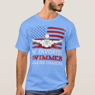 Schwimm Opa Vatertag Amerikanisch USA Schwimmer Fl T-Shirt