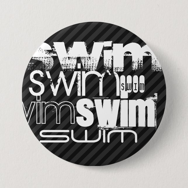 Schwimm; schwarz und dunkelgrau Streifen Button (Vorderseite)