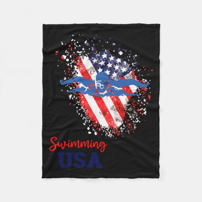 Schwimm-Support-Team-Flagge USA-Pool-Schwimmer Fleecedecke (Vorderseite)