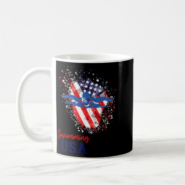 Schwimm-Support-Team-Flagge-USA-Pool-Schwimmer Kaffeetasse (Links)