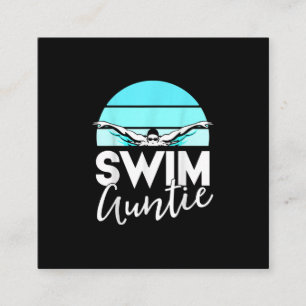 Schwimm Team Tante Tante Nephew Schwimmen Geschenk Quadratische Visitenkarte