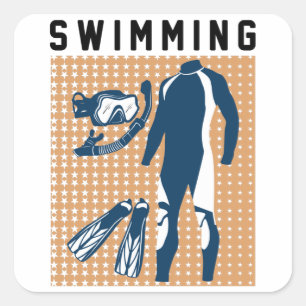 Schwimm- und Schwimmbekleidung Quadratischer Aufkleber