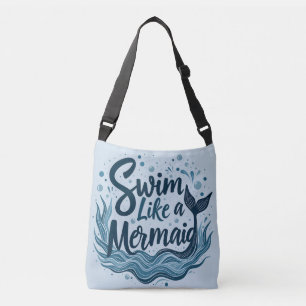 Schwimm wie eine Meerjungfrau Whimsical Ozean Zita Tragetaschen Mit Langen Trägern