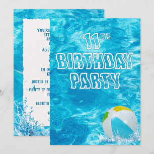 Schwimmbad 11. Geburtstagsparty Einladung
