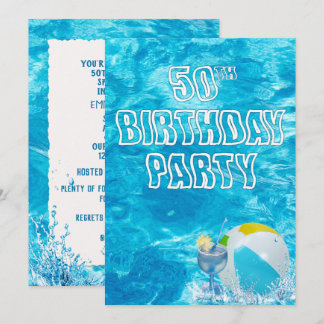 Schwimmbad 50. Geburtstagsparty Einladung