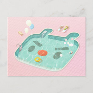 Schwimmbad Ankündigungspostkarte