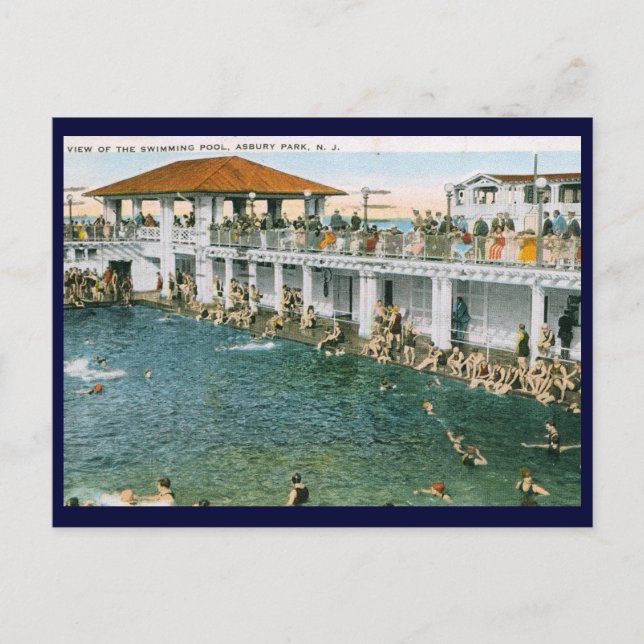 Schwimmbad, Asbury Park, NJ Vintag Postkarte (Vorderseite)